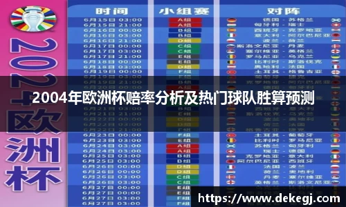 2004年欧洲杯赔率分析及热门球队胜算预测